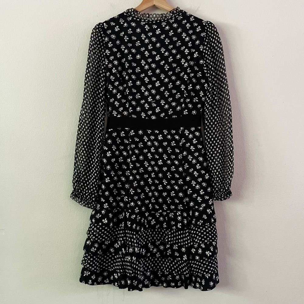 Diane von Furstenberg Fionna Dress Silk Floral Ruffle Tiered Long Sleeve size 2 - Picture 7 of 16